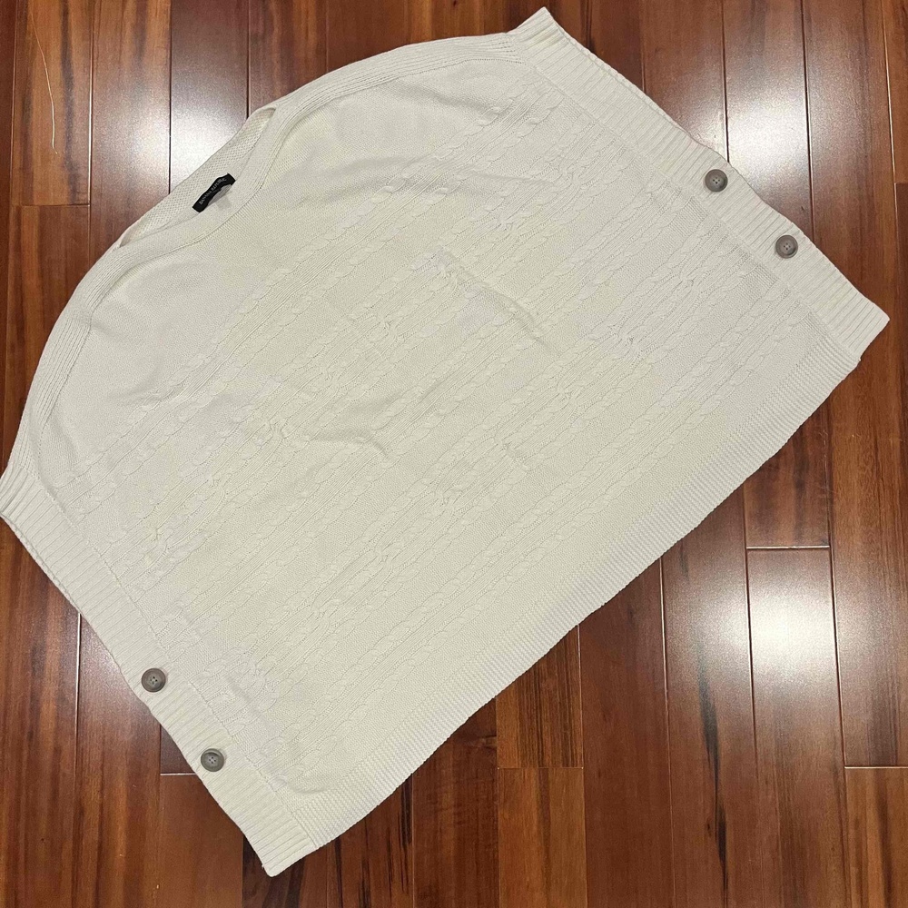 Banana Republic Off White Poncho Capelet Knit Sweater Button Accents Size XS / S